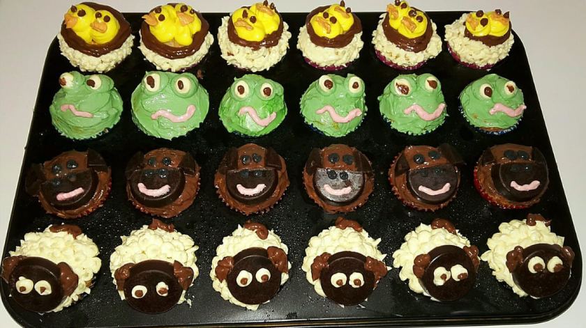 Cupcakes kuiken en kikker