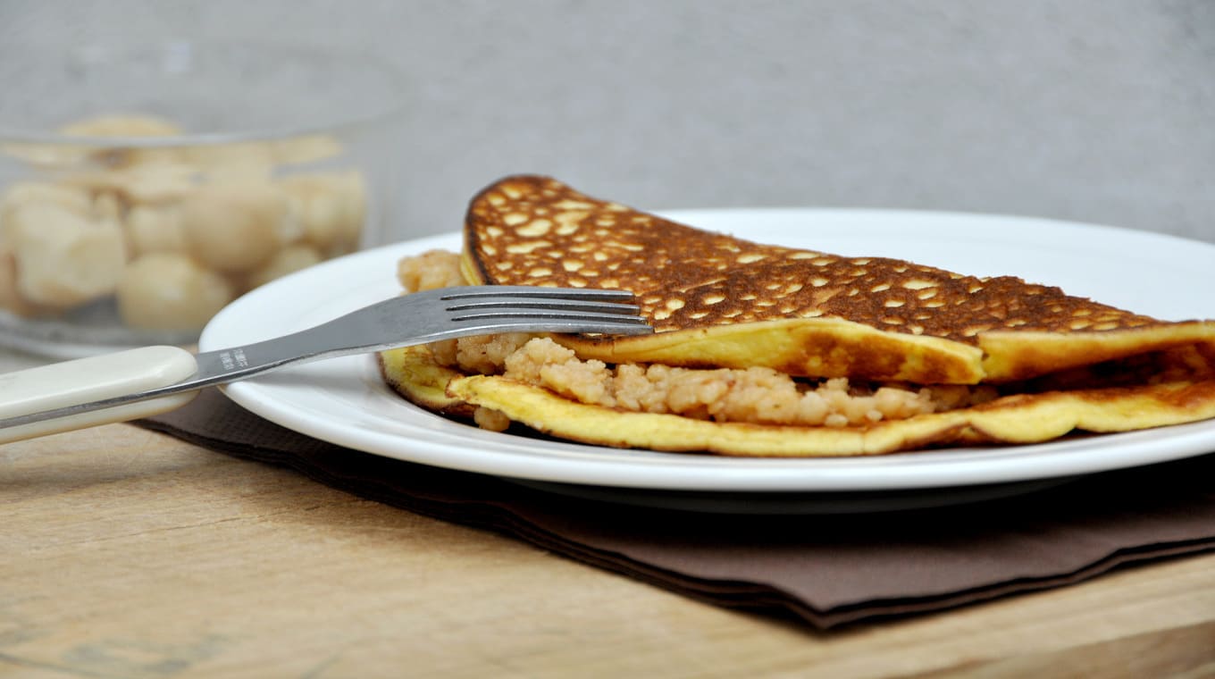 Pannenkoek met macadamia notenpasta